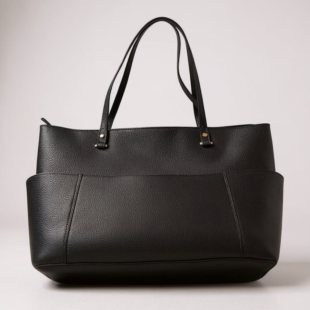 Anne Klein Black Pebbled Tote Bag - Picture 12 of 12